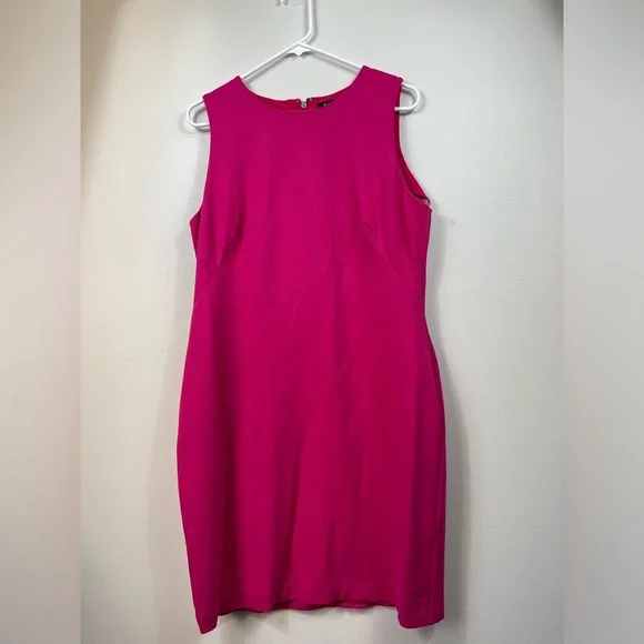 Lauren Ralph Elegant Barbie Pink Sleeveless MidiDress Events Summer Wedding Sz14 - Picture 1 of 11
